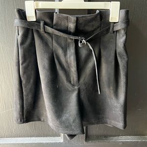 Express High Waist Paper-bag Faux suede shorts